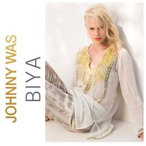 💛 Johnny Was | Biya Kura Silk & Linen Mesh Tunic XS 🤍